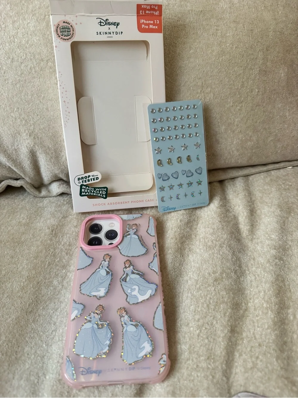 Disney Pink Cinderella Holographic Sticker iPhone 13 Pro Max Case